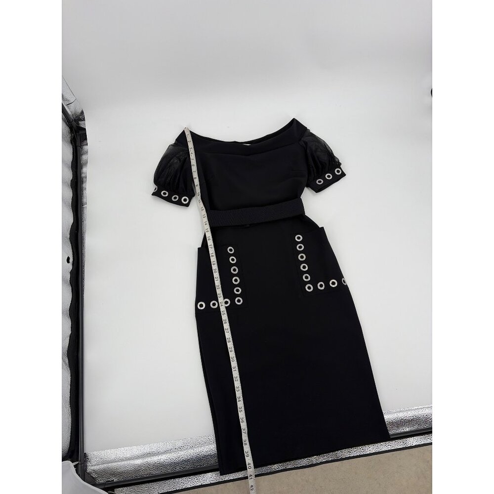 Chiara Boni La Petite Robe Galena Grommet Jersey Cocktail Dress Black Womens M - Picture 9 of 10